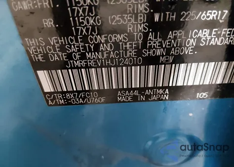 2017 Toyota Rav4 Xle from USA, damaged, VIN JTMRFREV1HJ124010